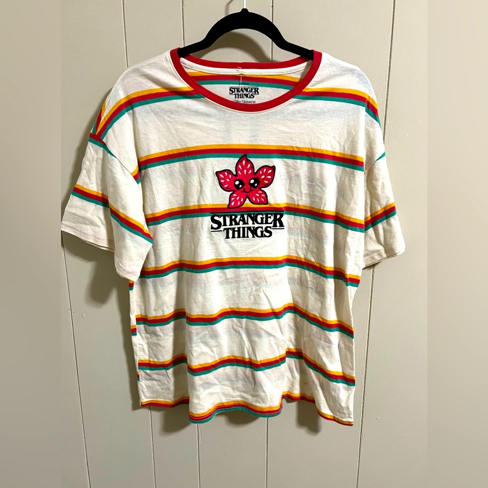 Stranger things our universe women’s xl cute demogorgon stripes top kawaii NWT